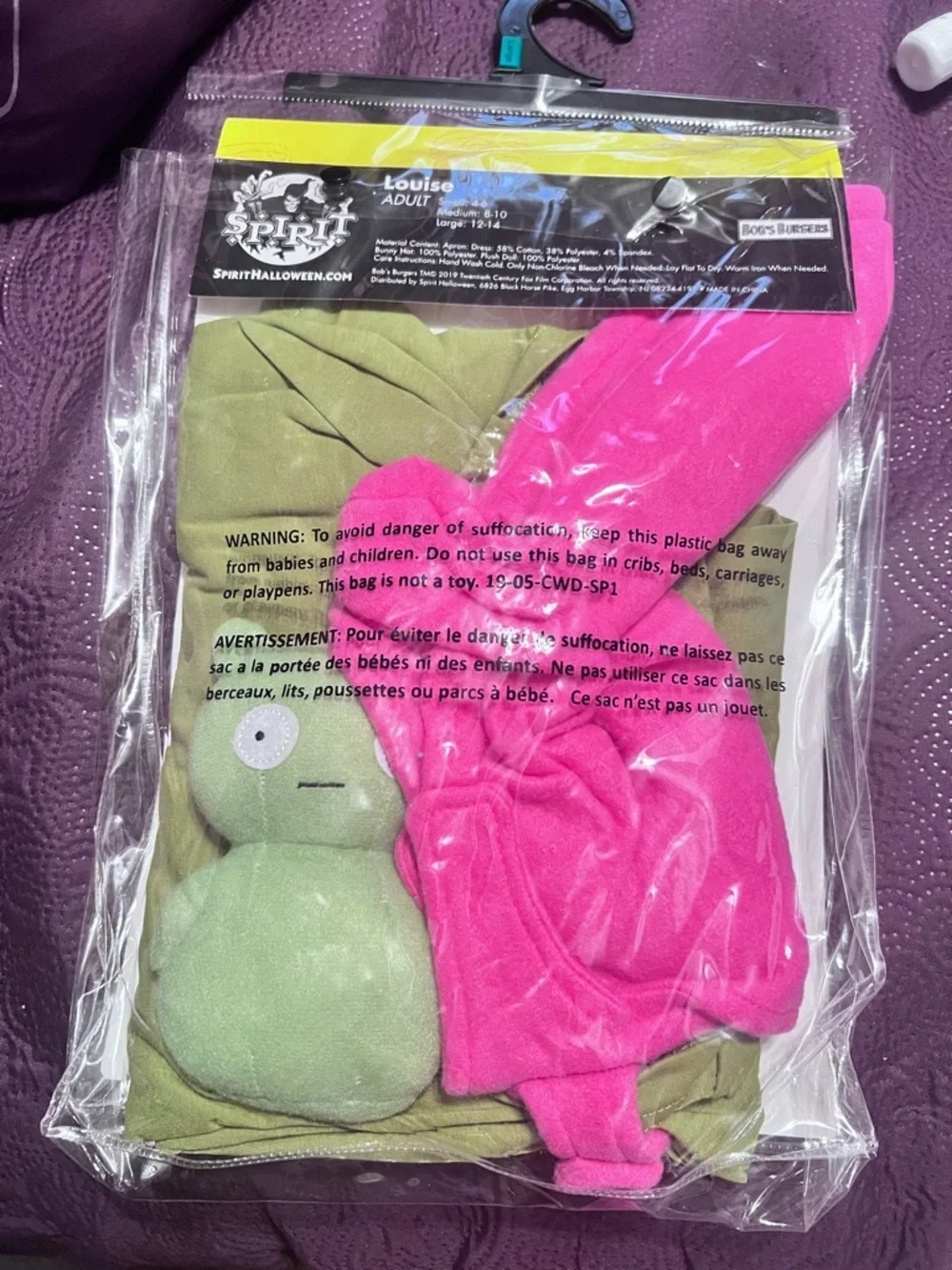 Spirit Louise Bunny-Ear Costume in Olive Green and Bright Pink - Picture 2 of 2